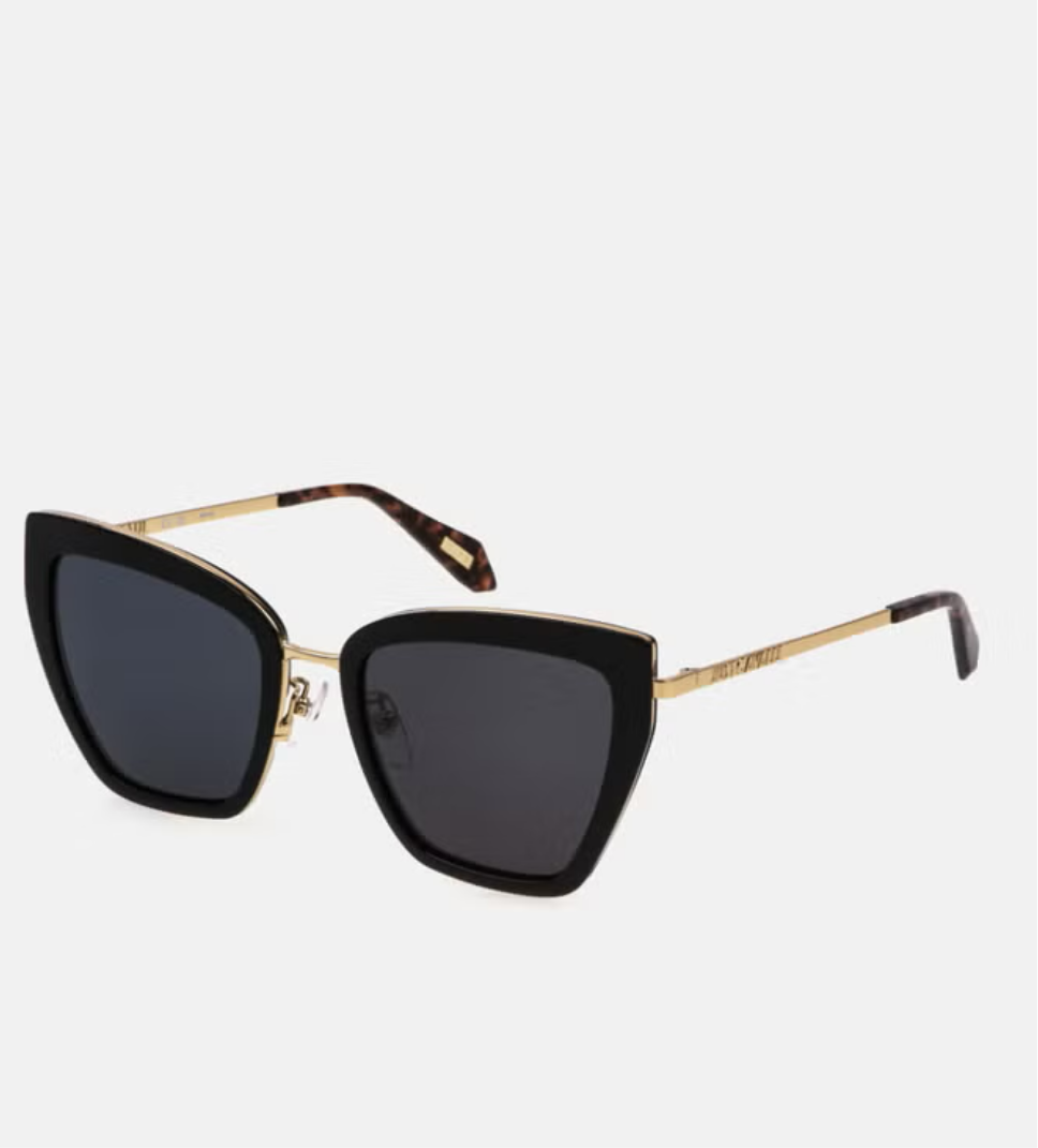 Just cavalli Women's Square Shape Stainless steel Sunglasses SJC092 530700 - Lens Size: 53 Mm - Shiny Black