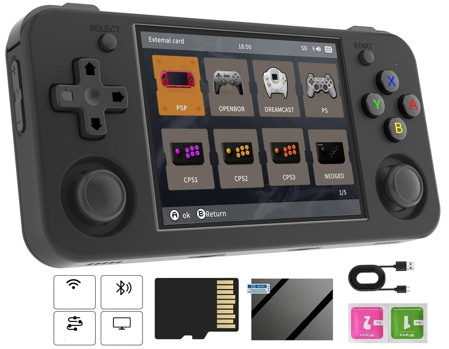 Voacle RG35XX H Retro Handheld Game Console – 3.5″ IPS, Linux, 5G Wi-Fi