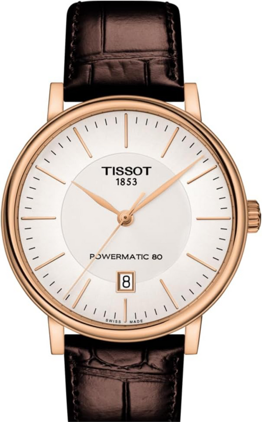 Tissot Carson T122.407.11.031.00 POWERMATIC 80 Rose Gold Brown Leather Automatic Watch