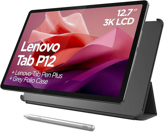 Lenovo Tab P12 – 12.7” 3K Touch Display, 4GB RAM + 128GB Storage, MediaTek Dimensity 7050 – Includes Pen & Keyboard Pack